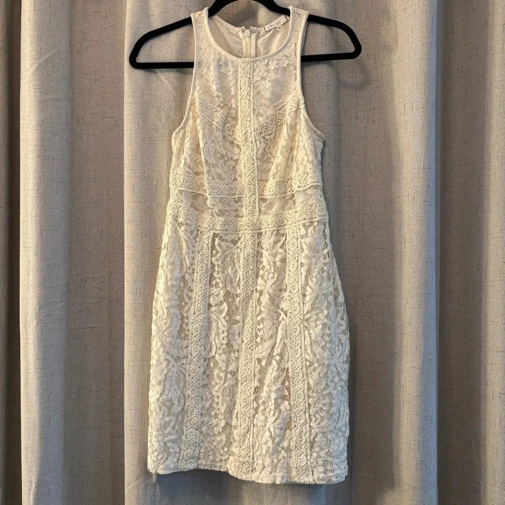 Willow & Clay Lace and Embroidery Mini Sleeveless‎ Dress Size XS. Ivory. NWT